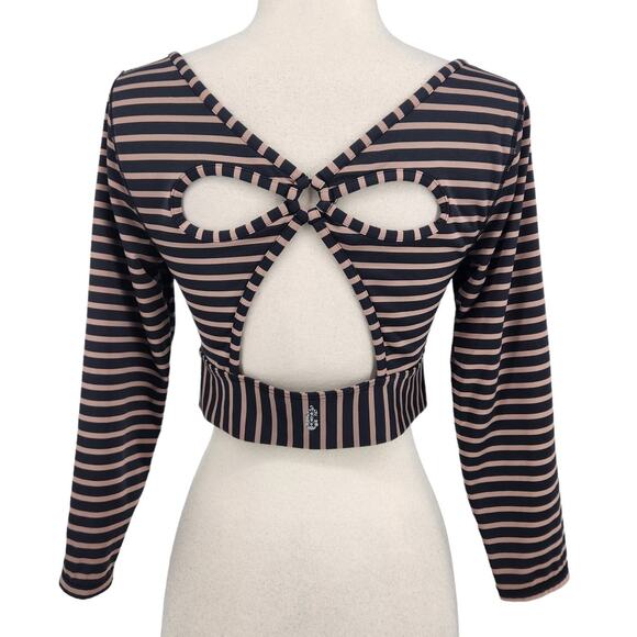 FP Movement Striped Long Sleeve Crop Top With Cut Out Back - Picture 4 of 7